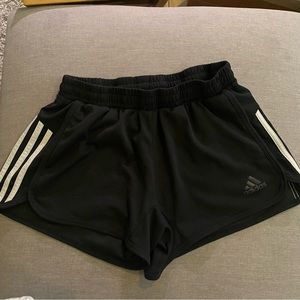 Adidas running shorts / black with white stripes / size Small